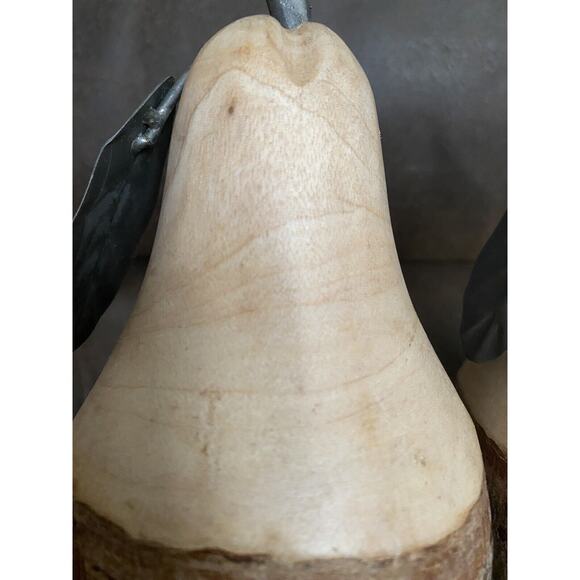 Set of Hand-turned Solid Wood Live-edge pears black iron stems leaves - Picture 4 of 10